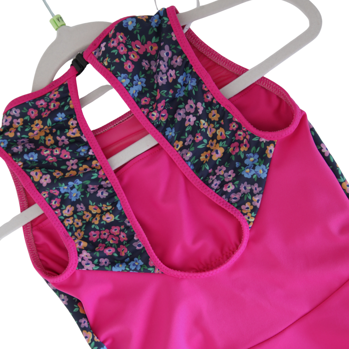 Y12 Kat Leotard Hot Pink / Black Flowers