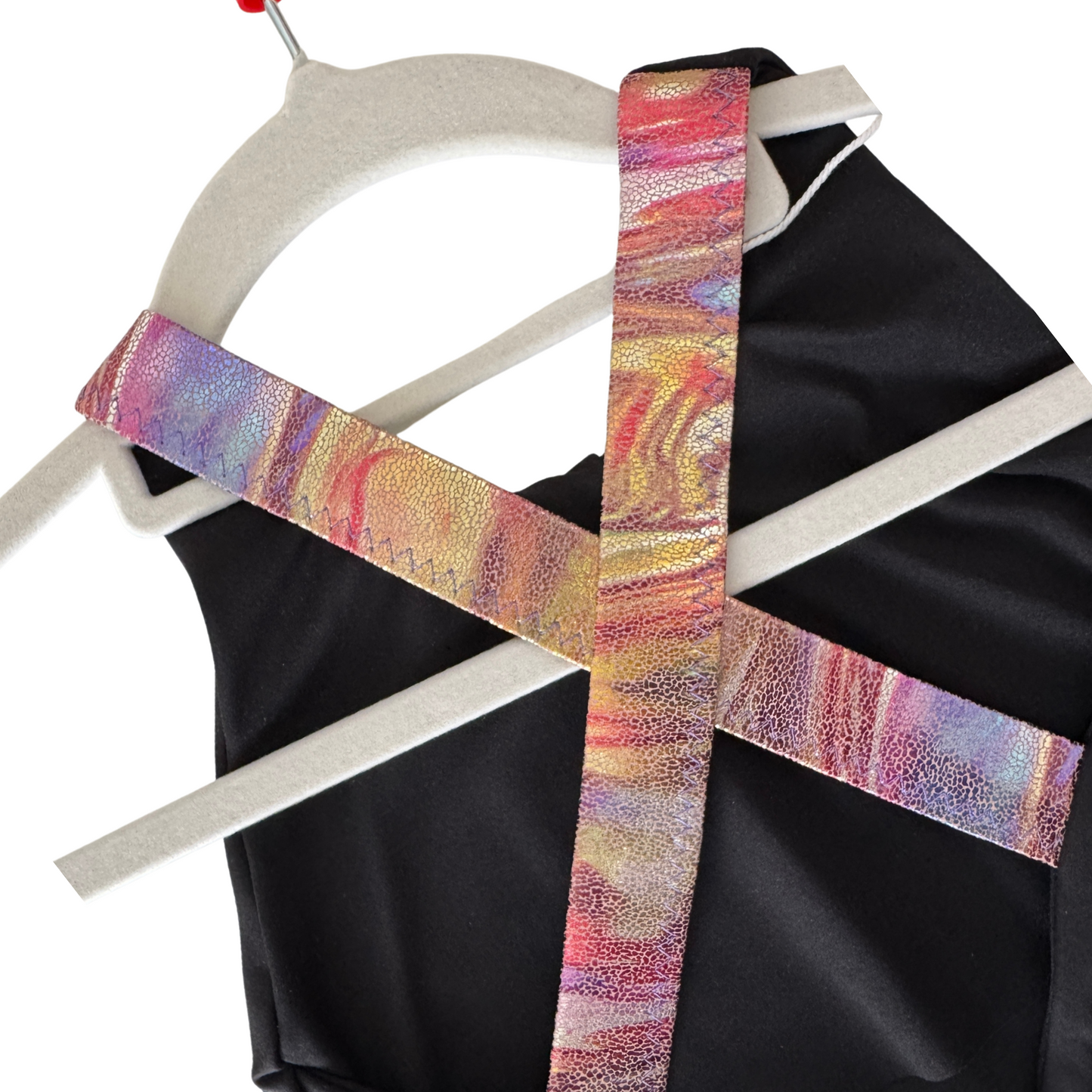 Y6 Abigail Leotard Black / Rainbow Shimmer Straps