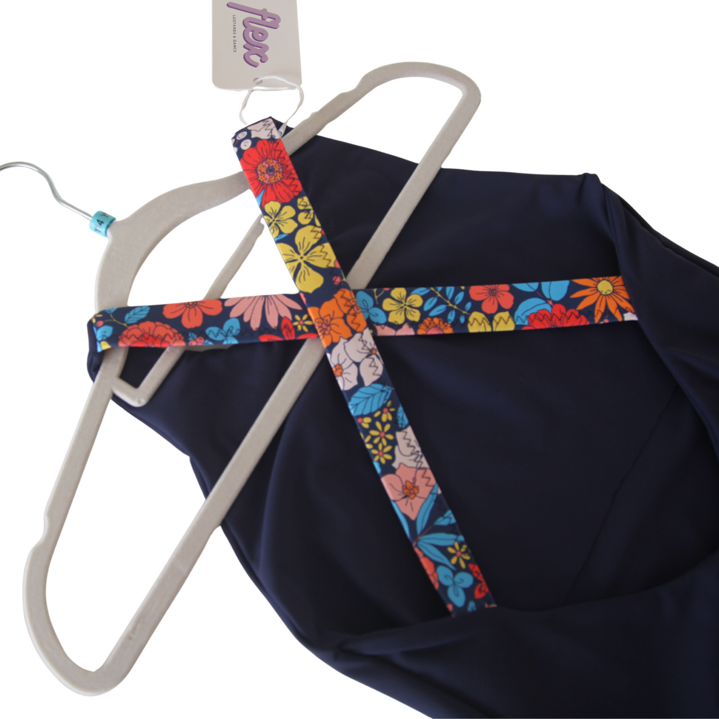 Y14 Abigail Leotard Navy / Navy Floral Straps