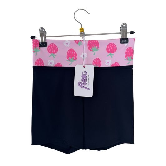 Y10 Dance Shorts - Black / Strawberries Waistband