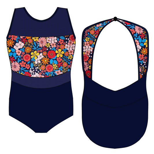 A6 Kat Leotard Navy / Navy Floral