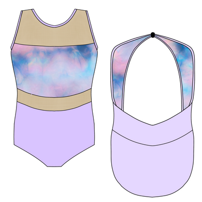 A8 Kat Leotard Lilac / Lilac Tie Dye
