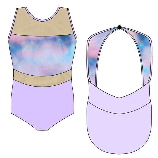 A8 Kat Leotard Lilac / Lilac Tie Dye