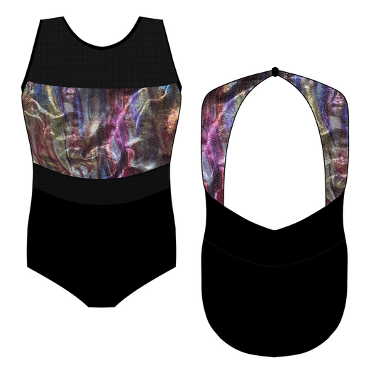 Y12 Kat Leotard Black / Rainbow Shimmer