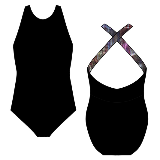 Y6 Abigail Leotard Black / Rainbow Shimmer Straps